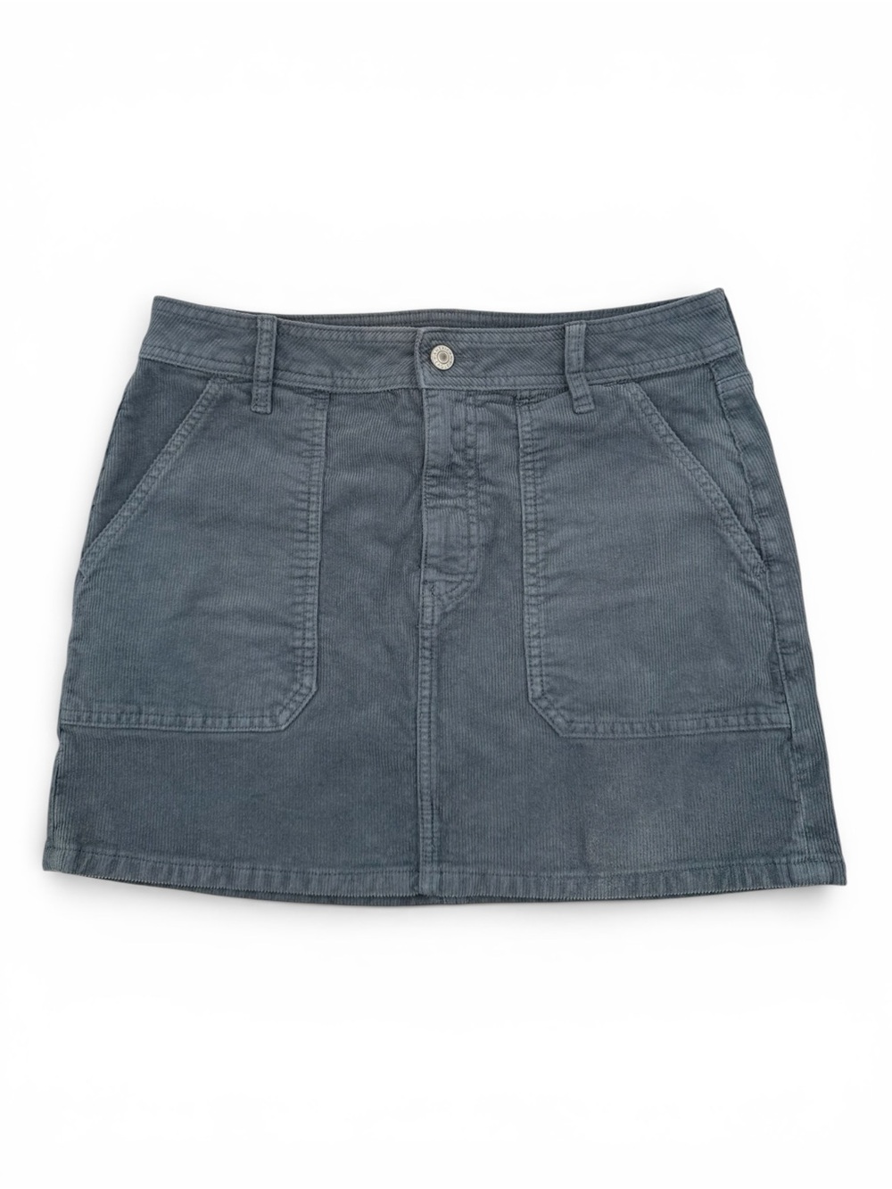 American Eagle Women’s Stormy Blue Corduroy Stretch High Rise Mini Skirt Size 8 - Picture 1 of 8